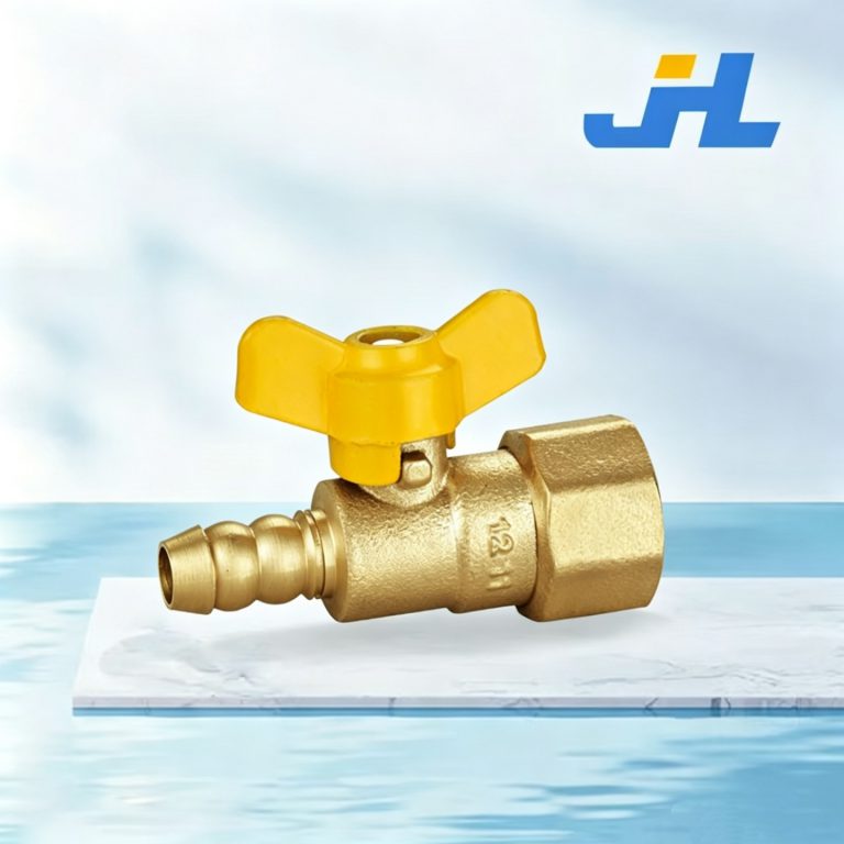 JHL-18 Brass Butterfly Handle Gas Ball Valve Female Thread × Hose Barb