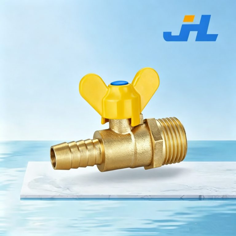 JHL-19 Brass Butterfly Handle Gas Ball Valve Male Thread × Hose Barb