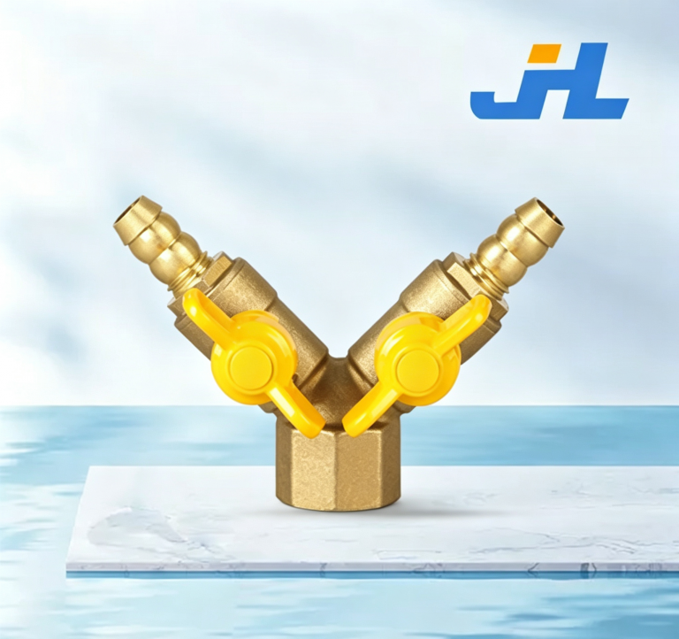 JHL-17 Brass Y Branch Double Ball Valve Barb End