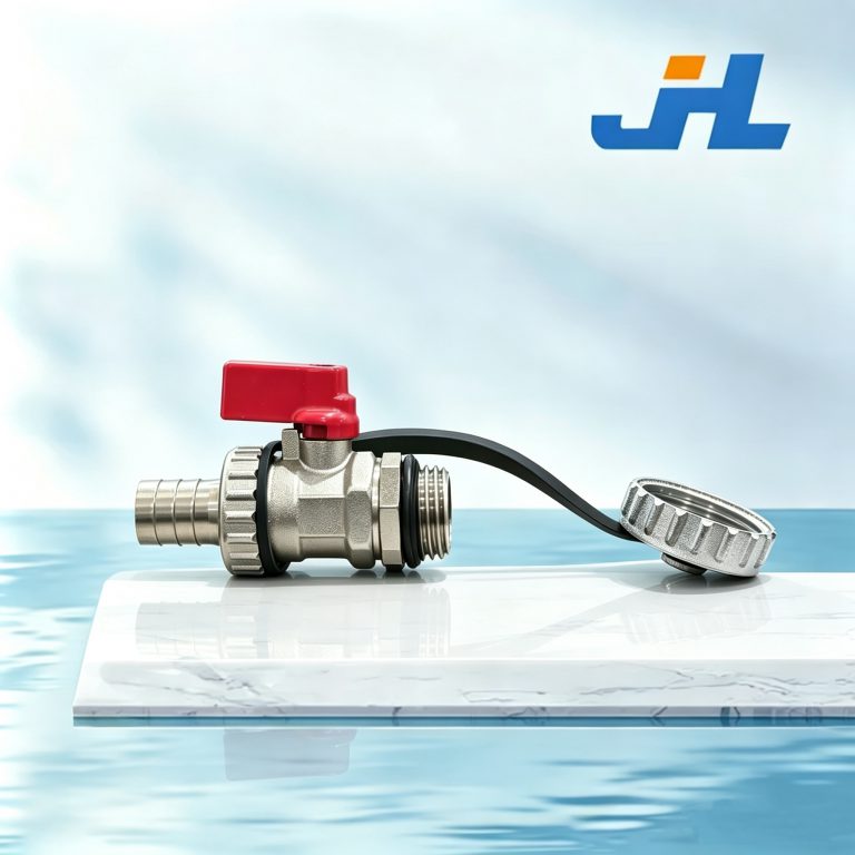 JHL-25 Brass Mini Ball Valve with Hose Barb, Male Thread & Dust Cap